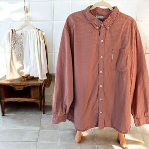 Columbia Men's Classic‎ Red Gingham Check Button-Down Shirt Long Sleeve XXL